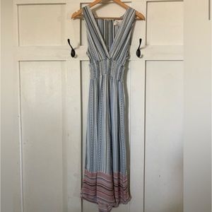 Vintage Havana Blue Boho Cropped Jumpsuit